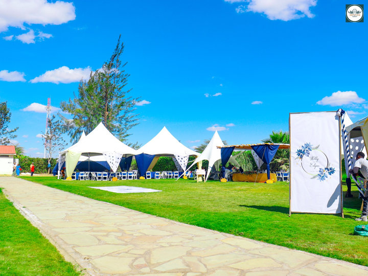 Garden pavilion surrounded by lush landscaping